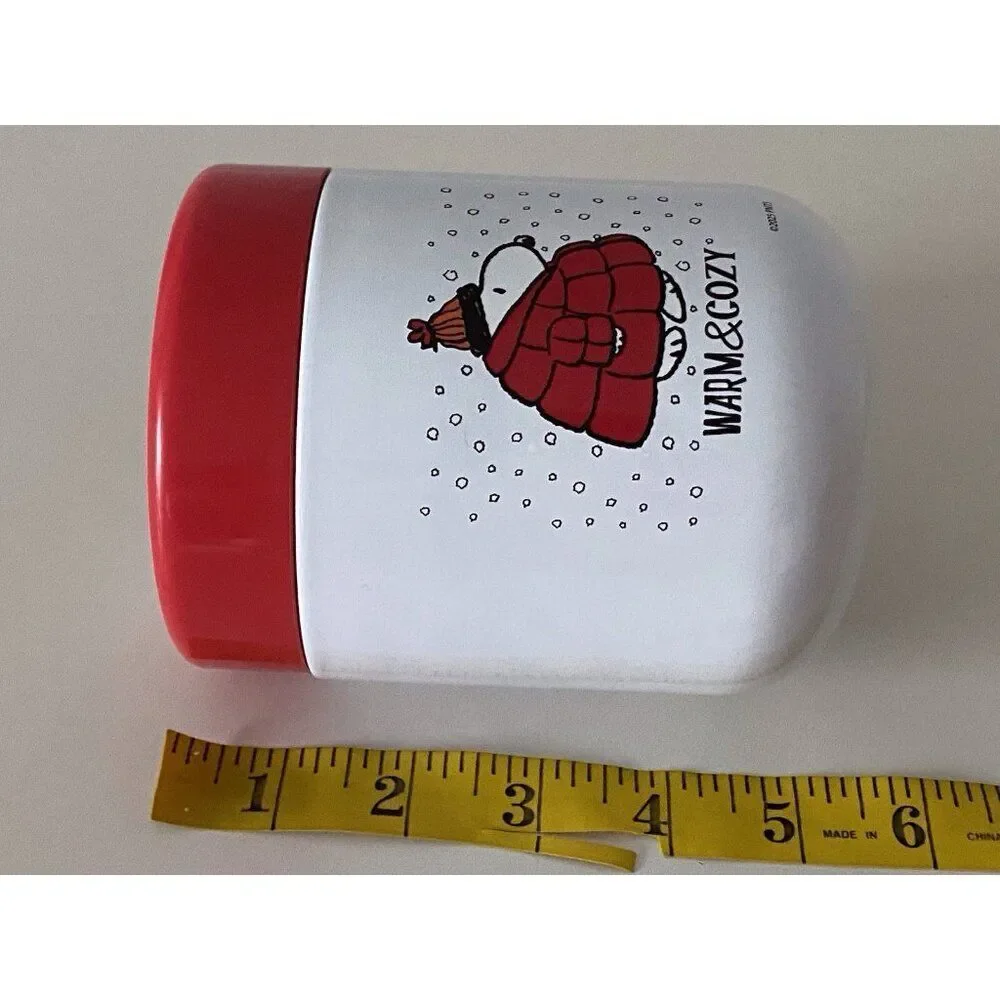 Peanuts Snoopy Wearing Puffy Coat Puffer Jacket Insulated Food Container 16.9 Oz